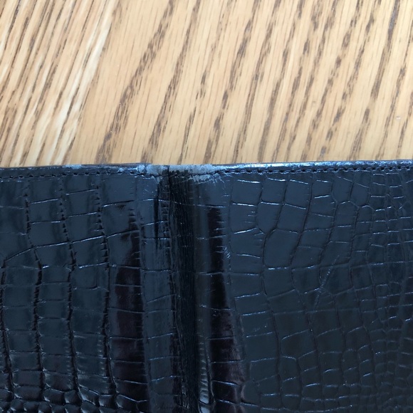 🌺WALLET WOMEN'S BLACK TRI-FOLD CROC LEATHER - Picture 8 of 8